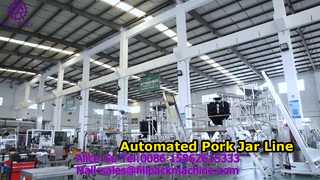 Dây chuyền sản xuất cân, chiết rót và niêm phong tự động 2247 O13 cho thịt lợn băm nhỏ trong lọ thủy tinh