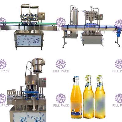 Máy chiết rót nước giải khát có ga 3000BPH / Nước giải khát Chai thủy tinh kéo nắp vòng