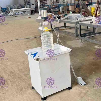 Máy đóng gói chai khí nén bán tự động cho thùng ép nắp