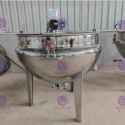 Hệ thống sưởi bằng điện bằng thép không gỉ Ấm đun nước hơi công nghiệp có nắp đậy Nghiêng Dung tích 400L