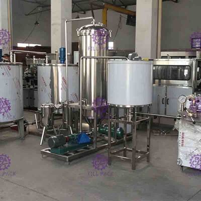 Dây chuyền hoàn chỉnh bao gồm Máy chiết rót nước trái cây và dán nhãn đóng gói chế biến trộn
