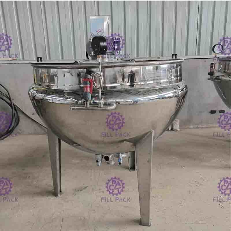 Hệ thống sưởi bằng điện bằng thép không gỉ Ấm đun nước hơi công nghiệp có nắp đậy Nghiêng Dung tích 400L