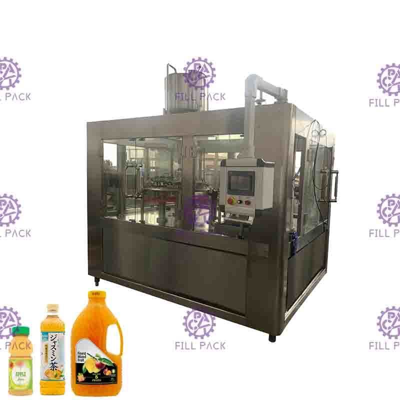 Máy chiết rót nóng tự động 5000BPH Monoblock Thiết bị máy chiết rót và đóng nắp chai nhựa trái cây
